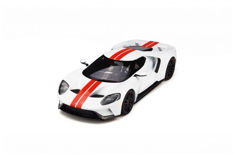 2017 FORD GT WHITE WITH RED STRIPES 1/18 MODEL CAR BY GT 2017 FORD GT WHITE WITH RED STRIPES 1/18 MODEL CAR BY GT