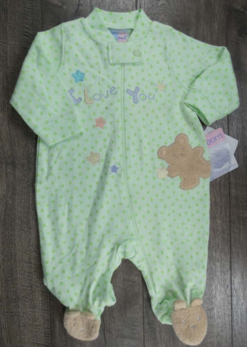 Baby Boy Girl Clothes New Just Born 3-6 Month I Love You Bear Footed Outfit