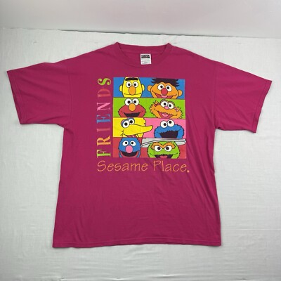 Vintage Sesame Street T Shirt Adult XL Pink Sesame Place Friends