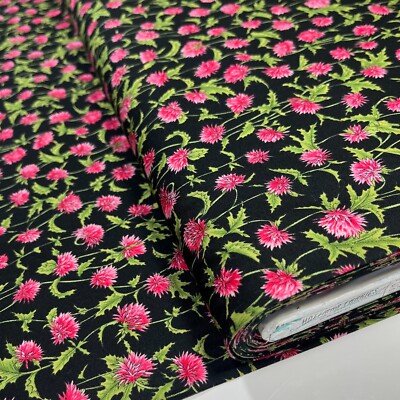 Hoffman Prairie Flowers #A615 ROSE PINK Thistles Fabric BY THE YARD 100% Cotton