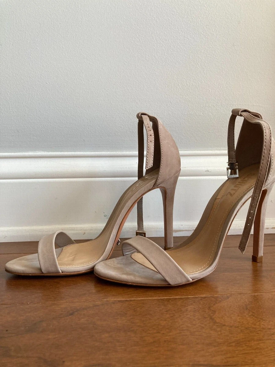Schutz Cadey Lee Womens Suede High Hill Sandals Stiletto Shoes Tan