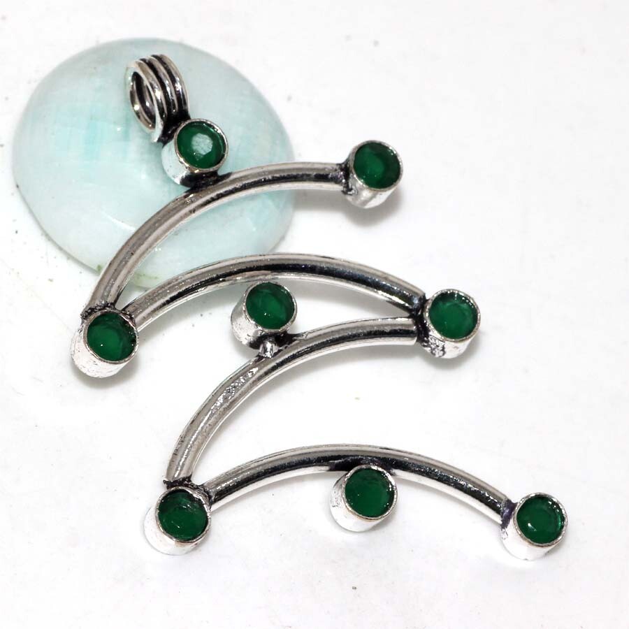 Green Onyx 925 Silver Plated Gemstone Pendant 2