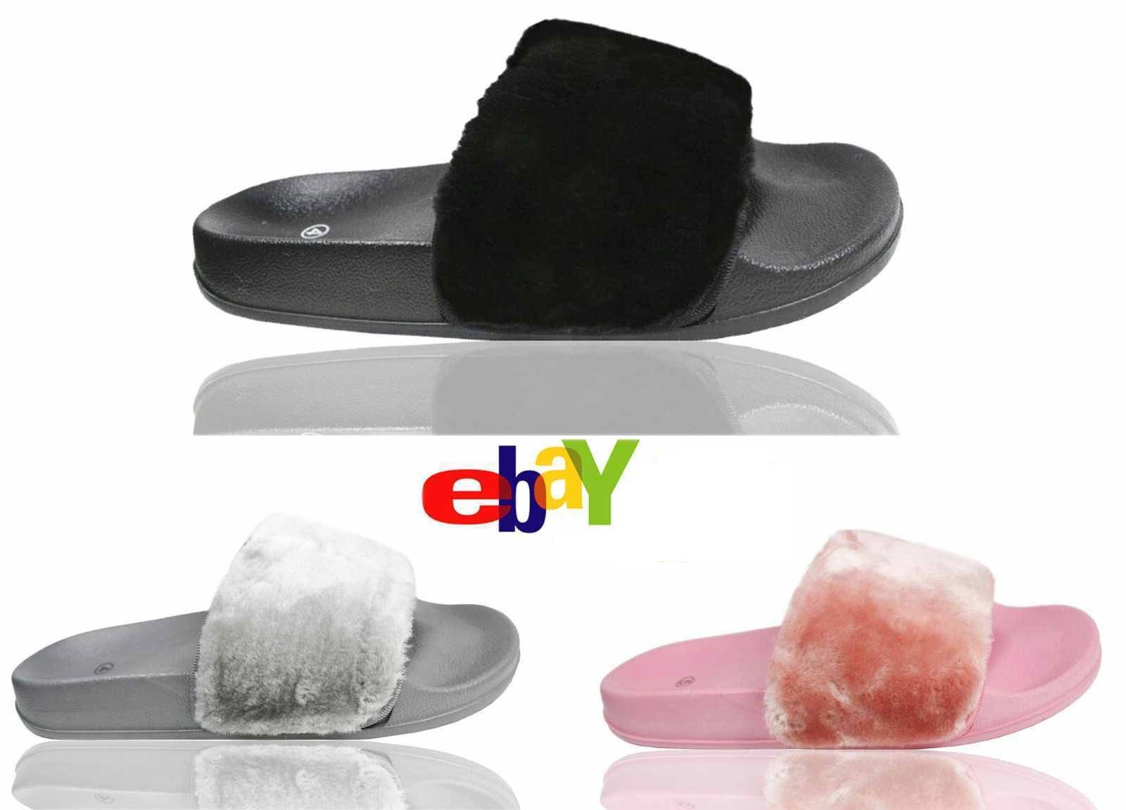 PANTOFOLA D’ORO Scarpe basse pantofole pelose morbide ragazze muli infradito taglia U