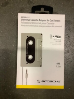 New! SCOSCHE Universal CASSETTE ADAPTER Auto Truck Car Stereo 4ft iphone,tablet+