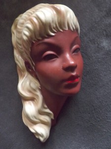 Masque Mural Cortendorf Fille Blonde - Poterie Allemande Vintage - Années 1930