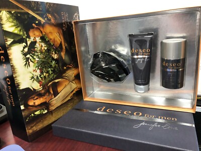 DESEO FOR MEN by JENNIFER LOPEZ 3 PIECES SET :3.4 EDT Spray +2.A/S Balm +2.4 Deo