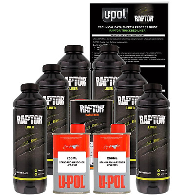 U-POL Raptor Spray-On Truck Bed Liner Kit No Spray Gun, 8L Tintable Urethane
