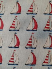 Sail Boat Fabric By The Yard, Cotton Material, Nautical Fabric, 100 Cotton,