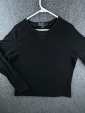 VTG Polo Ralph Lauren All Fleece Black Sweatshirt Medium USA Made Pullover Men