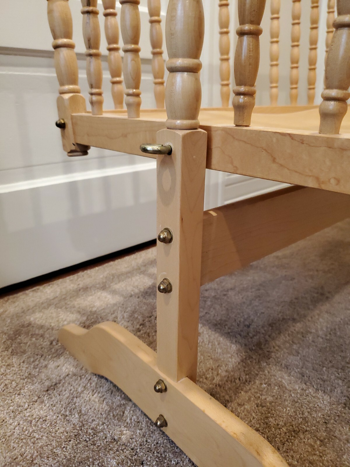 Vintage Jenny Lind Wooden Baby Cradle / / Crib Light Maple