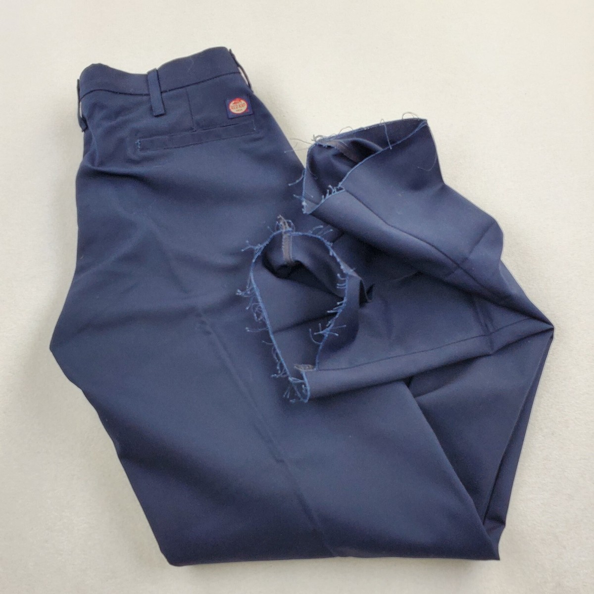 NEW RED KAP Work Pants PT10NVO Navy Flat Front Raw Hem Men NEW RED KAP Work Pants PT10NVO Navy Flat Front Raw Hem Men