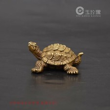 Collection Chinese Solid Brass Gold Turtle Ornaments Bronze Tea Pet Copper Art
