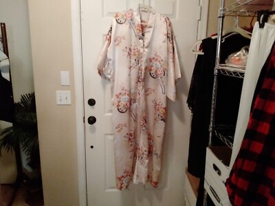 Womans Robe ICHI BAN Made in Japan Full Length Floral Satin Kimono