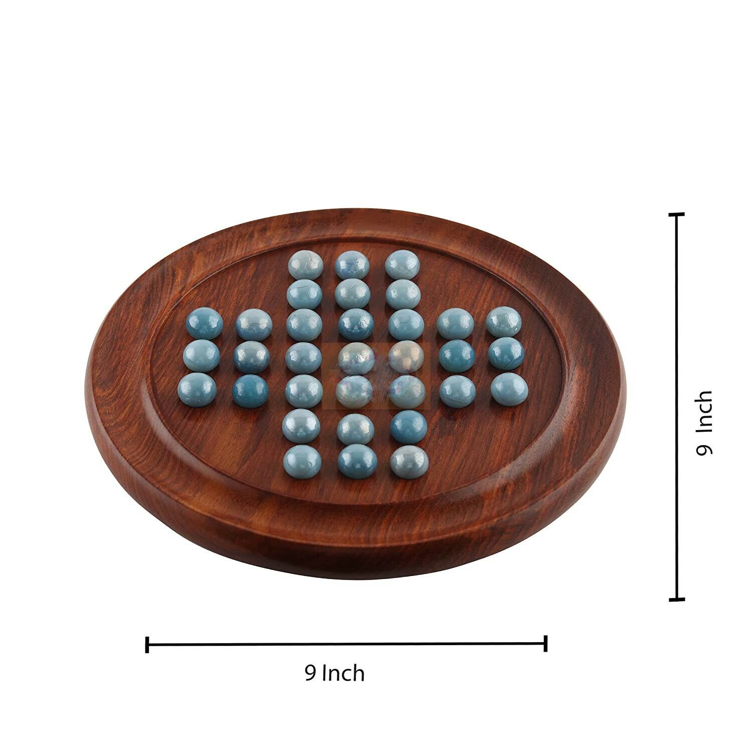 Solitaire Board in Wood with Glass Marbles Unique Game 9 inch | eBay