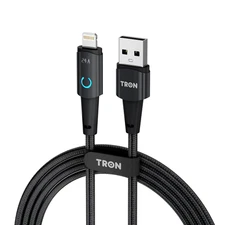 USB A to L Braided Charger Cable - Black & White, 6FT, with LED Light