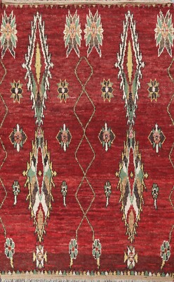 Thick-Plush Modern Moroccan Berber Geometric Hand-knotted Oriental Area Rug 7x11