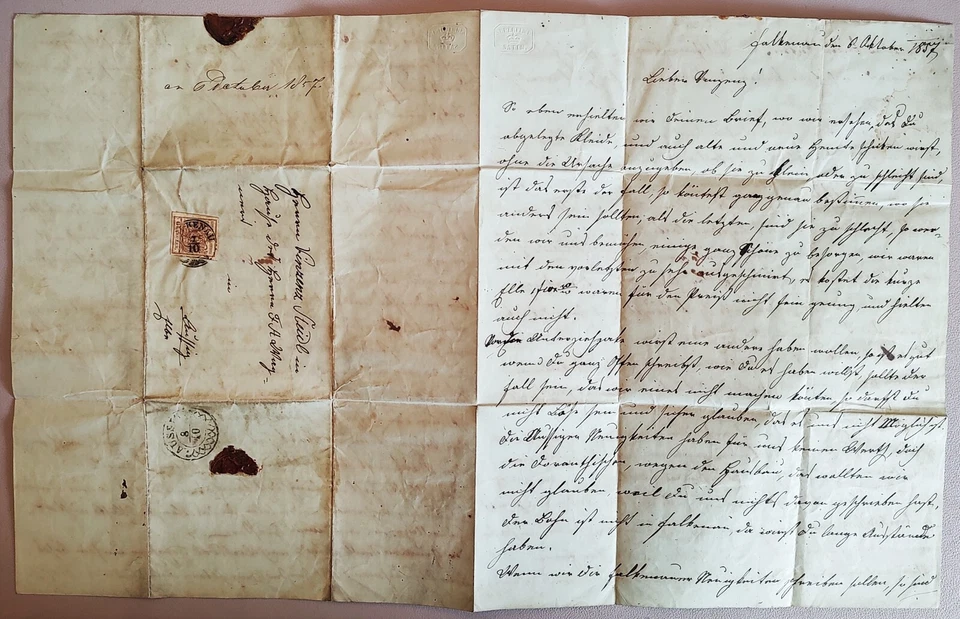 Imperial Austria Letter from 1857 with 6 Kreuzer Stamp - Image 3 of 4