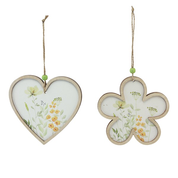 Deko AnhäNger Holz Blume Herz Motiv Vintage FrüHling Sommer Deko 12Cm 6 StüCk-image