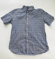 Tommy Hilfiger Mens XL 80's Two Ply Plaid Check Button Down Short Sleeve Shirt