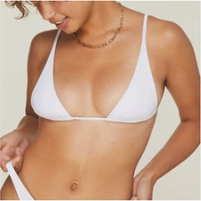 Andie Swim x Demi Moore Sz S Tropez Top Swim Bikini White Triangle NWT