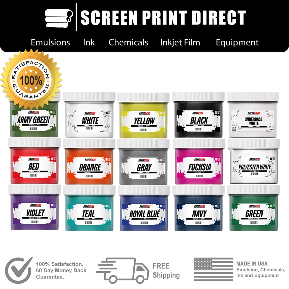 ECOTEX® SCREEN PRINT DIRECT Low Temp Plastisol Ink For Screen Printing - Cures at 270 F - 15 Colors