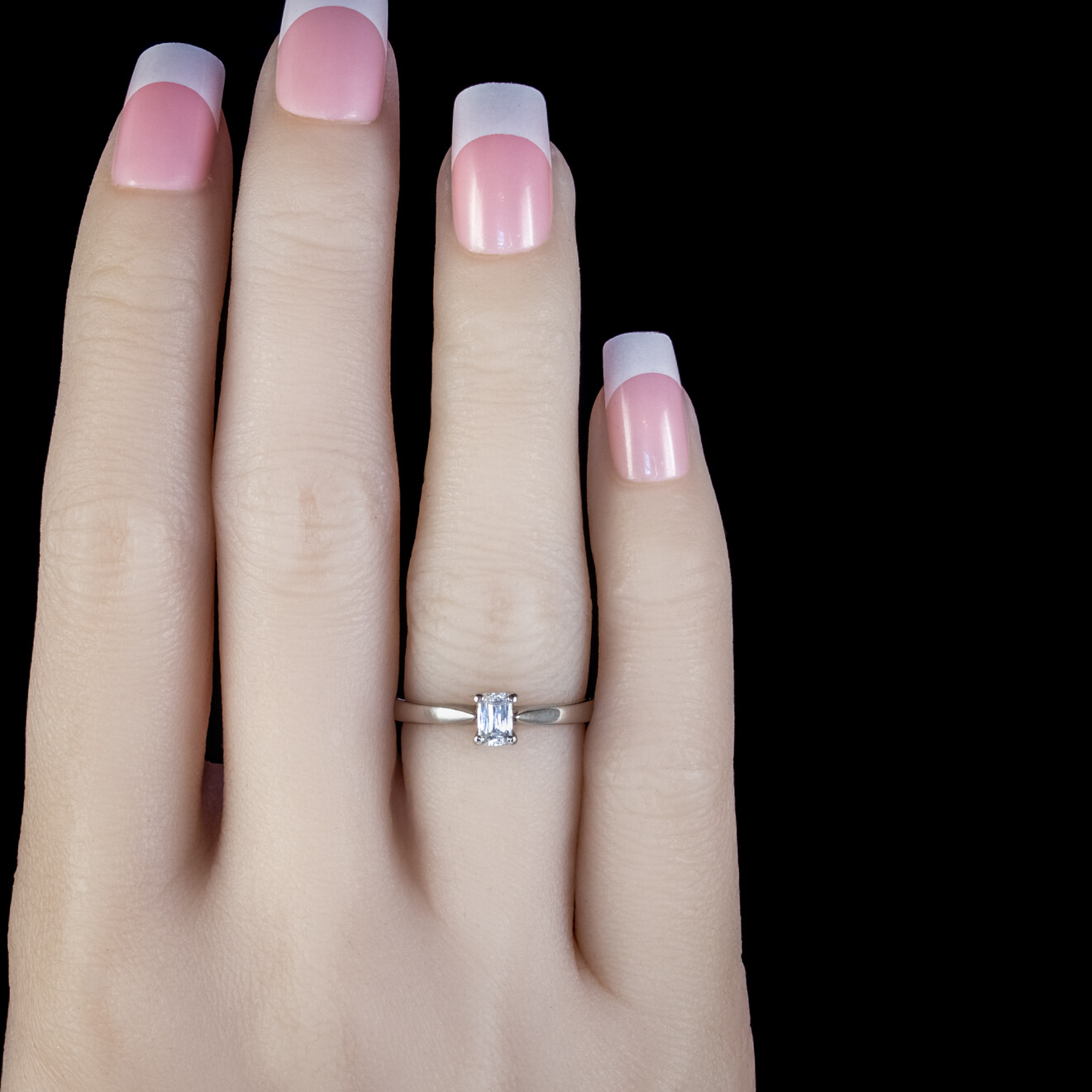 DIAMOND SOLITAIRE ENGAGEMENT RING PLATINUM 0.37CT SCISSOR CUT DIAMOND