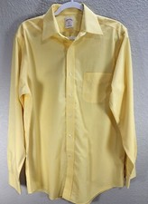 Men's Brooks Brothers Non-Iron Yellow Long Sleeve Dress Shirt Cotton Sz 15-4/5