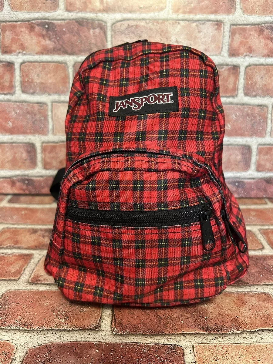 Vintage Jansport Half Pint Mini Red Plaid Backpack Purse Bag 90s Y2K