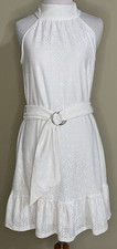 NWT Michael Kors size S eyelet white sleeveless A-line dress $140