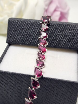 Natural Rhodolite Garnet - Sterling Silver - 925 Bracelet