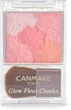 Made in JAPAN CANMAKE 02 Apricot Glow Fleur Cheeks Blush Powder with Brush