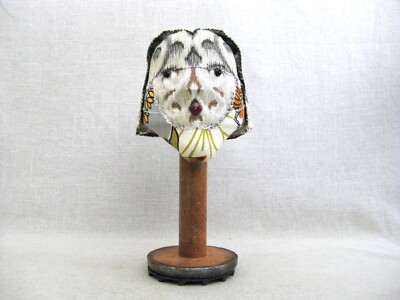 Folk Art Female Portrait Bust Sculpture Fiber Textile Arts Rustic Primitive