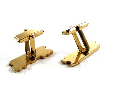 Goldtone Trolley Car Train Lake Dewey Cufflinks Not Signed - Picture 2 of 3
