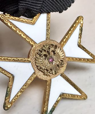 Genuine Russian Enamel Imperial Monarchy Union Medal Pin Badge Cross 1st Step