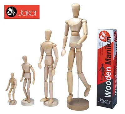 Maniquí de madera Jakar extremidades ajustables móviles mano humana artista masculino - Imagen 1 de 3