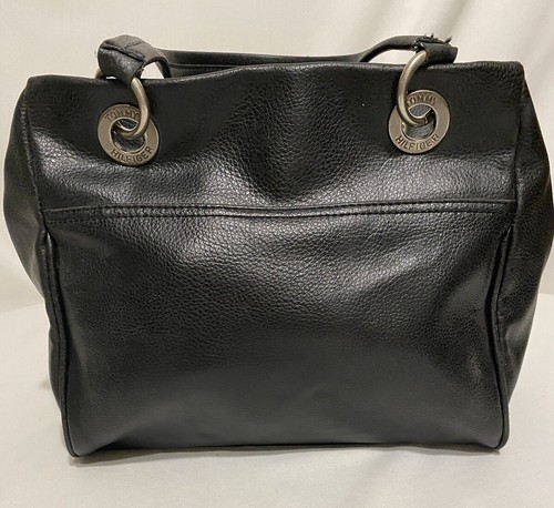 Tommy Hilfiger Black Leather Purse 12 x 7 x 5.5" Black Leather Handles - Picture 3 of 9