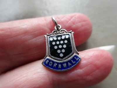 VINTAGE STERLINGSILBER CORNWALL CORNISH EMAILLE GLÜCKSREISE CHARM ALTER ANHÄNGER