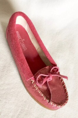 pink glitter moccasins