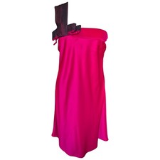 Teatro Fuchsia Pink One Shoulder Satin Dress UK 8-10 BNWT Evening Party