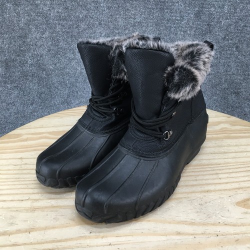 Sporto Duck Boots Womens 8M Nalia Snow Black Lace Up Faux Fur Waterproof NEW - Picture 3 of 16