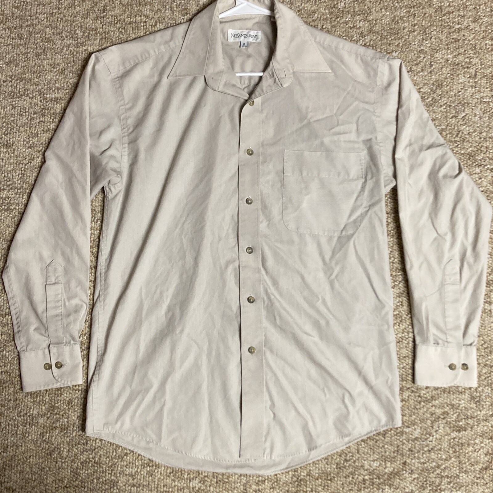 Camicia abito da uomo Yves Saint Laurent YSL a maniche lunghe con bottoni grigio 15 32 33 *in perfette condizioni