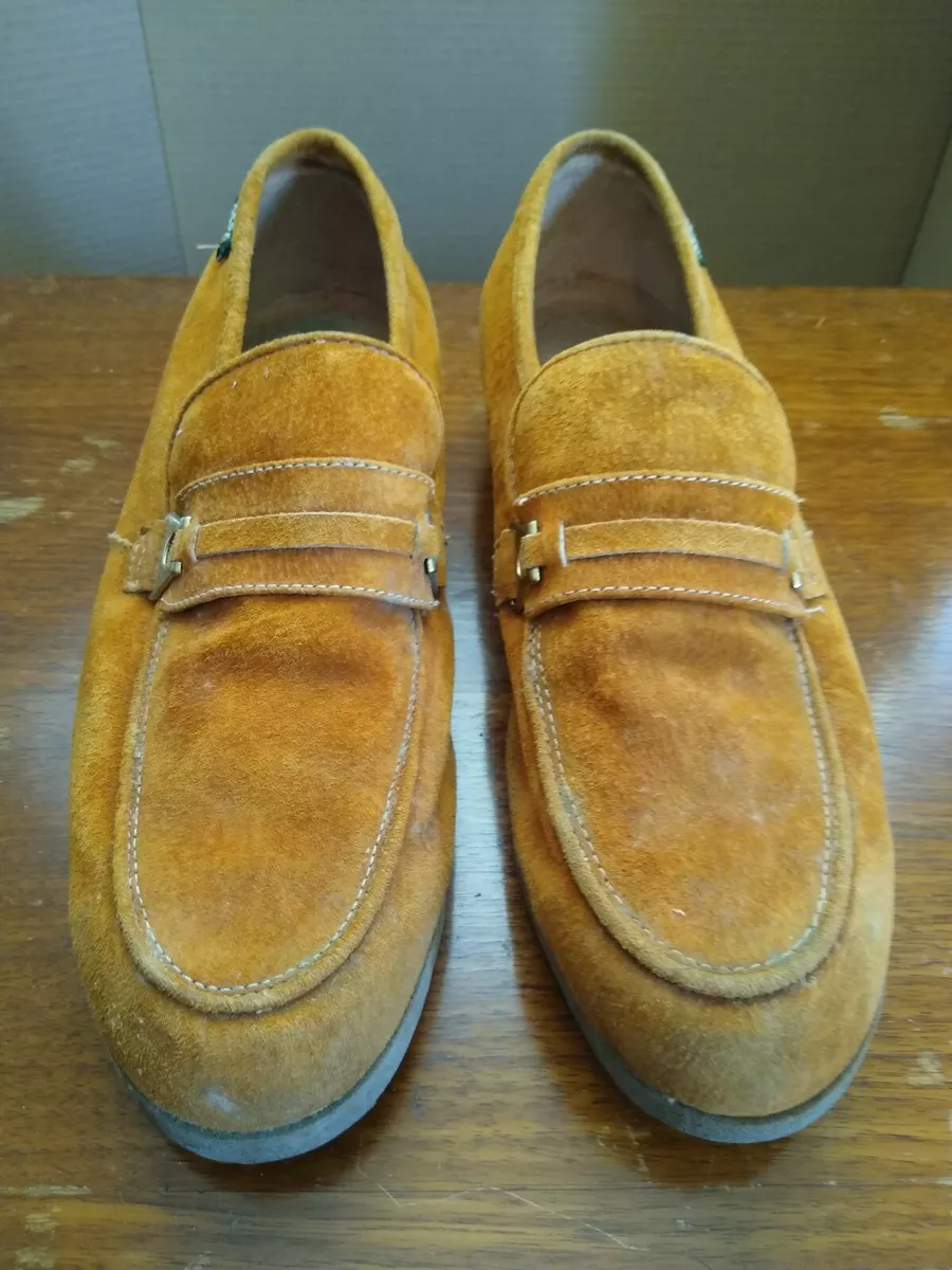 Mens vintage suede shoes Aspen 10.5 Medium brown leather Made in Poland EUC