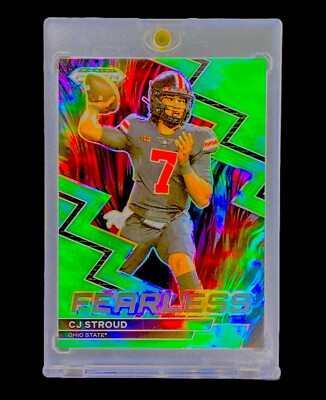 CJ STROUD ROOKIE REFRACTOR GREEN PRIZM RC Card SP Insert Holo - OHIO STATE