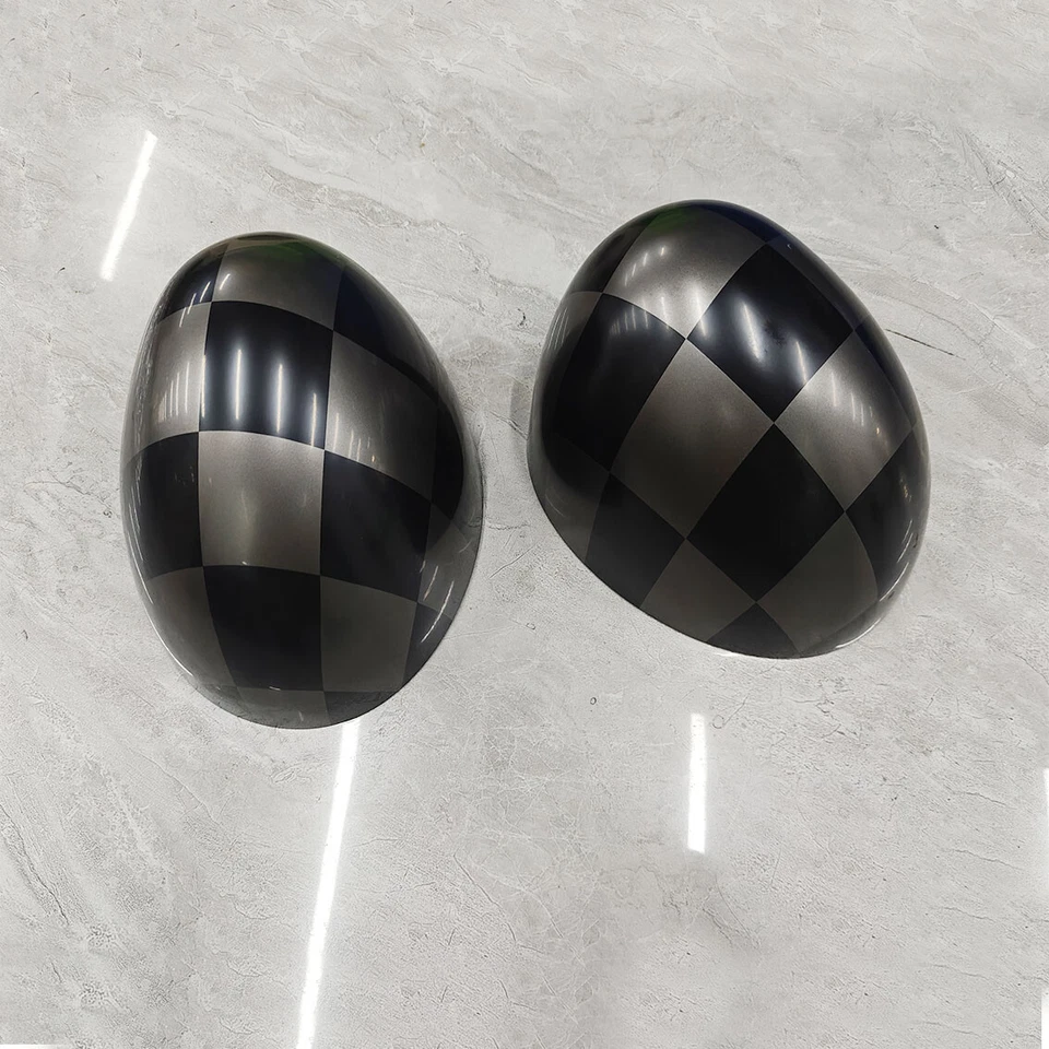 Cubierta de espejo lateral a cuadros nocturnos plegable manual para MINI Cooper R55 R56 R57 R60 Foto 3 de 4