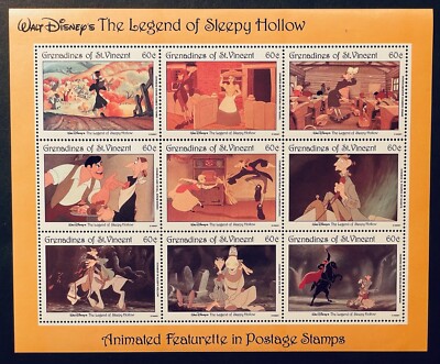 ST VINCENT THE LEGEND OF SLEEPY HOLLOW DISNEY STAMPS SHEET 1992 MNH ANIMATION 1