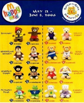 2006 McDonalds Build A Bear Workshop BABW Set Lot of 8 - Boy