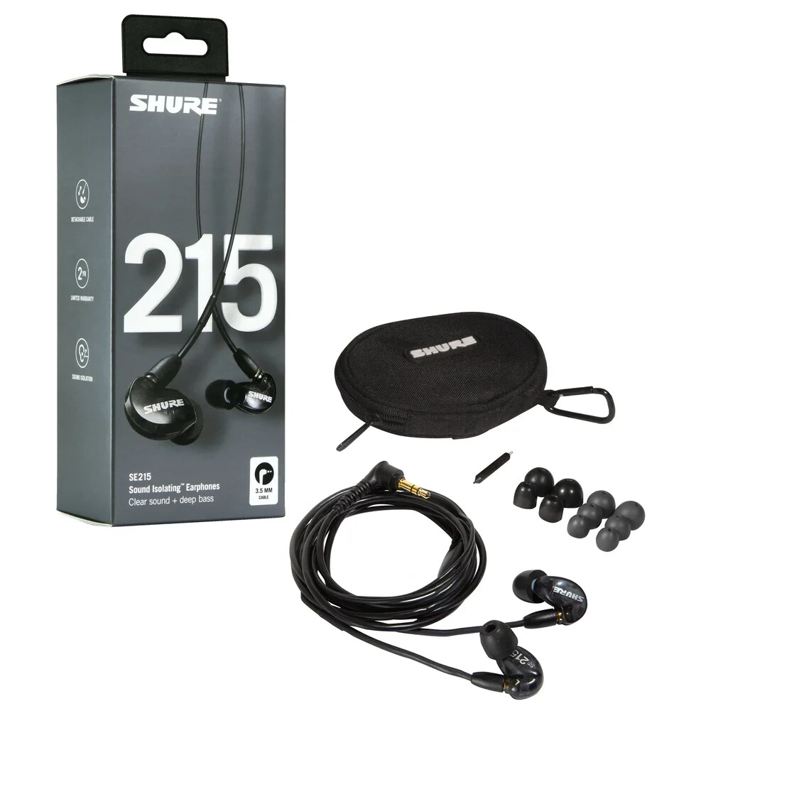 НОВЫЕ наушники-вкладыши SHURE SE215-K Наушники-вкладыши для мониторов IEM, черные