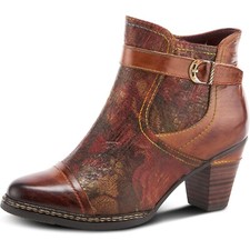 L'Artiste by Spring Step Womens Captivate Leather Ankle Bootie - Brown, 35 NEW