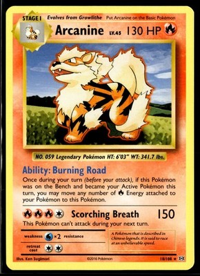 2016 TCG Pokémon #18 Arcanine 18/108 Non Holo Regular Evolutions