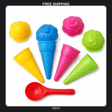 9 Piece Kids Ice Cream Play Set for Sensory and Pretend Play
